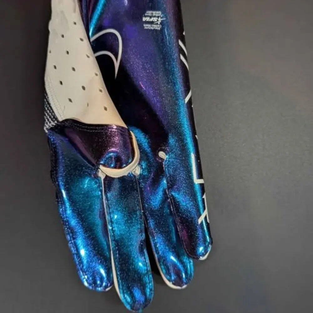 Nike Vapor Jet Football Gloves White Iridescent Men’s Large NEW Receiver Grip